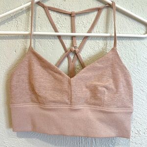 All yoga sports bra size small in heather light pink